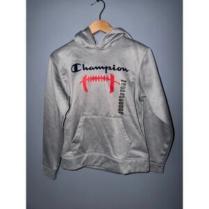 Champion Youth Gray Hoodie Football Graphic Athletic Wear Size 14 16